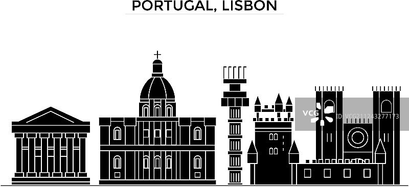 葡萄牙里斯本城市天际线建筑图片素材