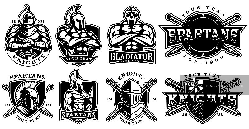 古代战士主题徽章合集图片素材