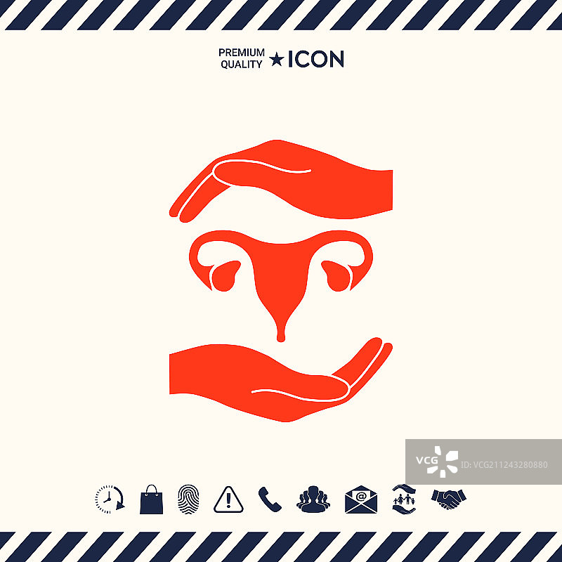 双手捧着女性子宫 - 保护符号图片素材