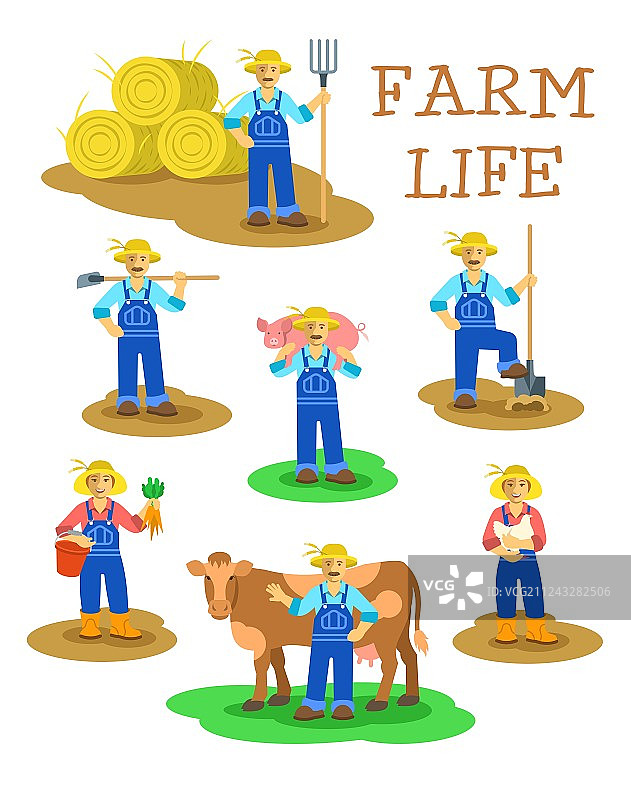 在农场工作的农民图片素材