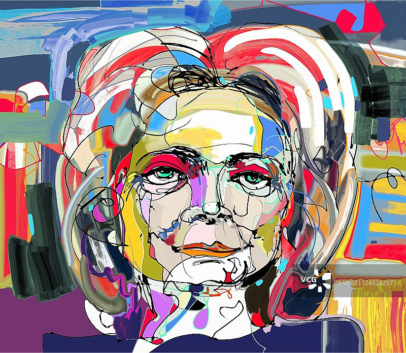 原创抽象数字女性面部绘画图片素材