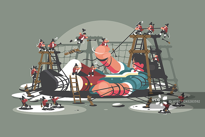 格列佛被绳索捆绑图片素材