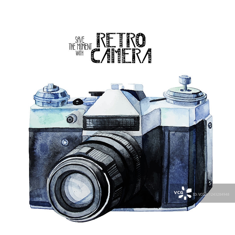 水彩复古相机图片素材
