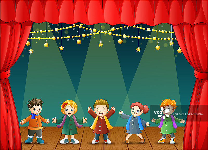 穿着冬装的孩子们图片素材