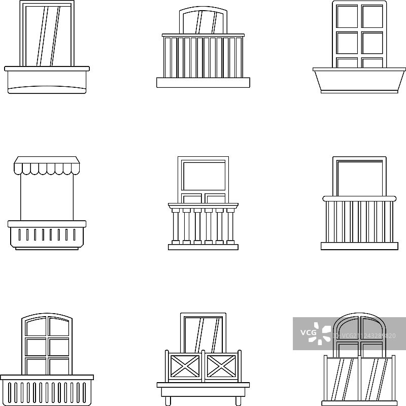 阳台图标合集轮廓样式图片素材