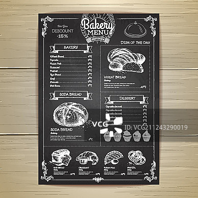 复古粉笔画烘焙菜单设计图片素材