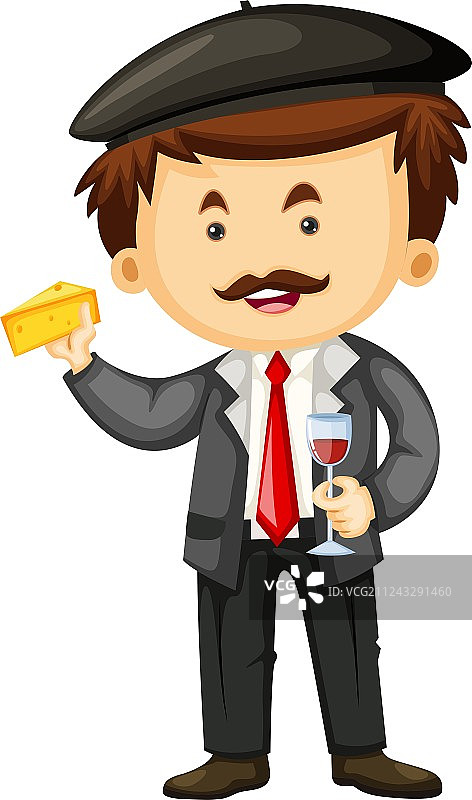 男子拿着奶酪和一杯葡萄酒图片素材