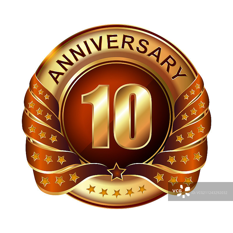 10周年金色丝带标签图片素材