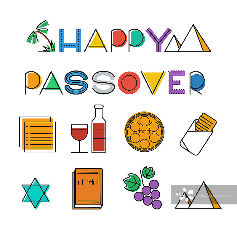 逾越节图标集图片素材