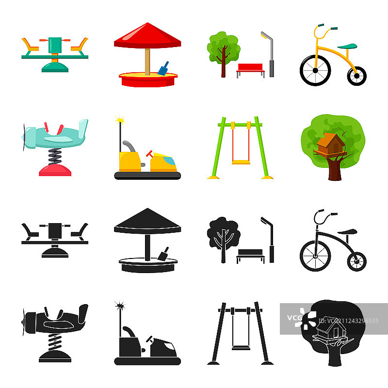 春天秋千上的飞机和其他设备图片素材