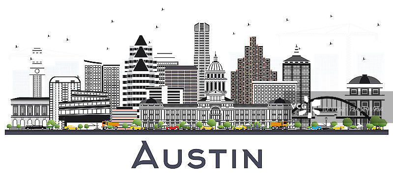 奥斯汀得克萨斯州城市天际线灰色建筑图片素材