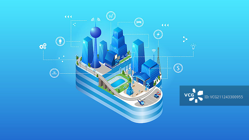 智能云城市概念图片素材