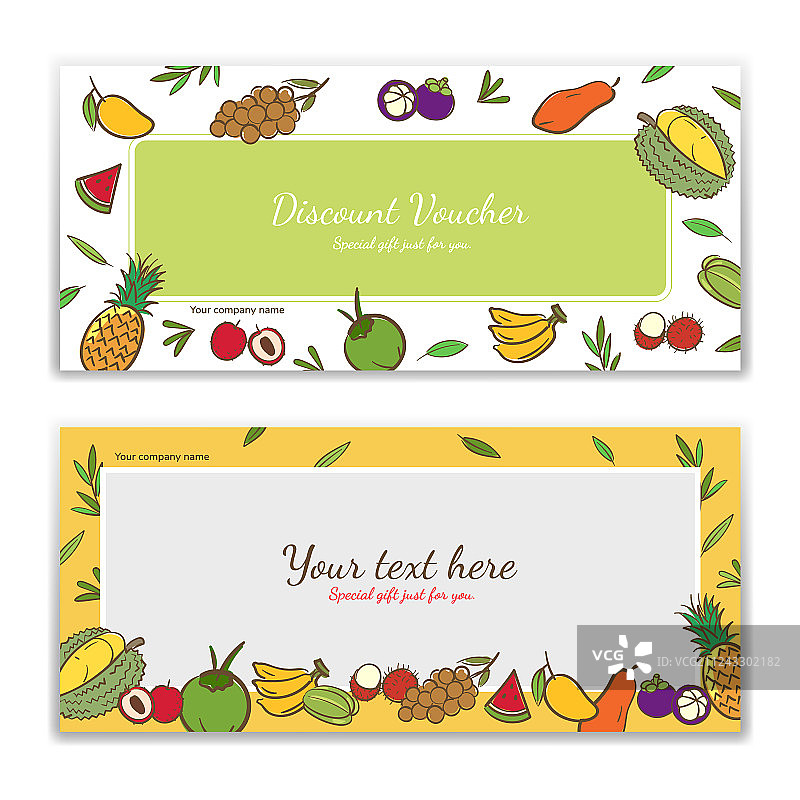 热带水果主题礼品券图片素材