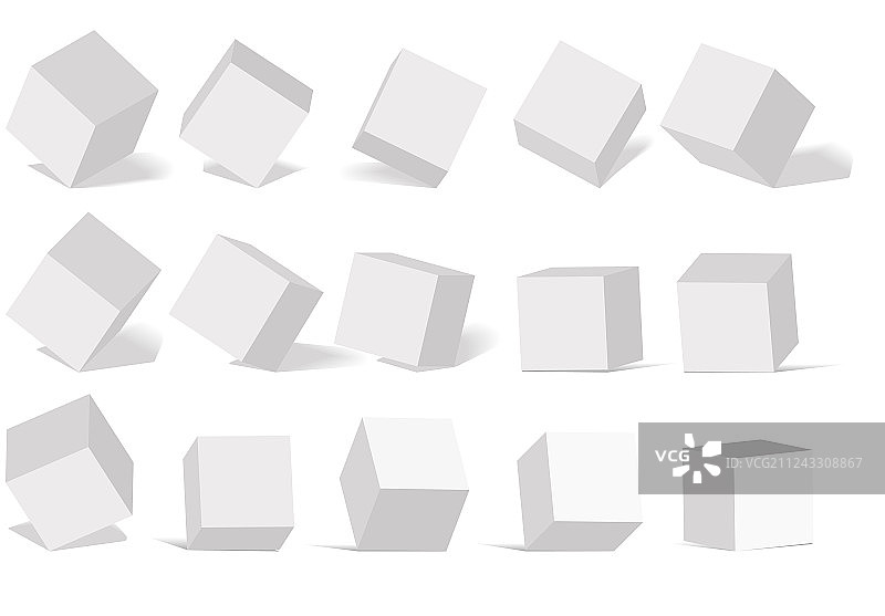 带透视3D模型的立方体图标集图片素材