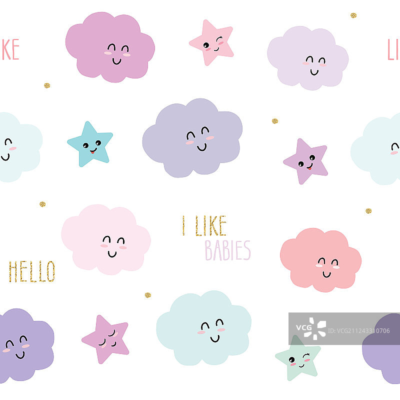 卡通可爱无缝图案背景图片素材