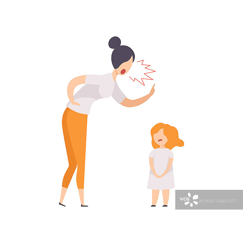 母亲责骂女儿，年轻女子大喊图片素材