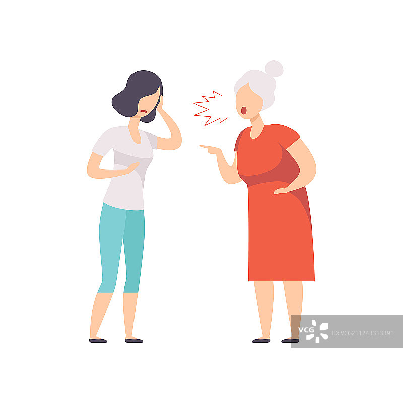 灰发老人对沮丧的人大喊图片素材