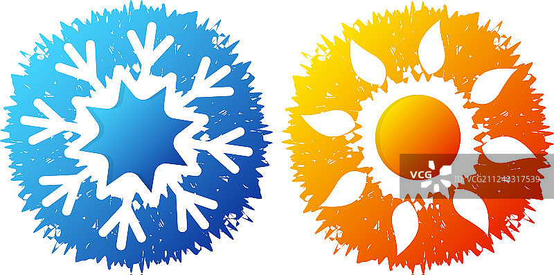 空调的雪花和太阳符号图片素材