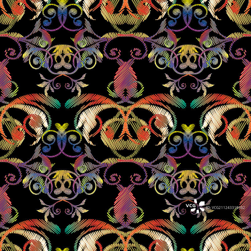 巴洛克刺绣无缝挂毯图案图片素材