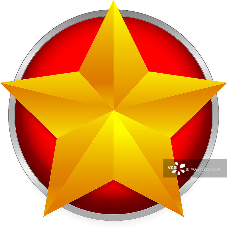 金色星星标志 - 明亮的斜面金星图片素材