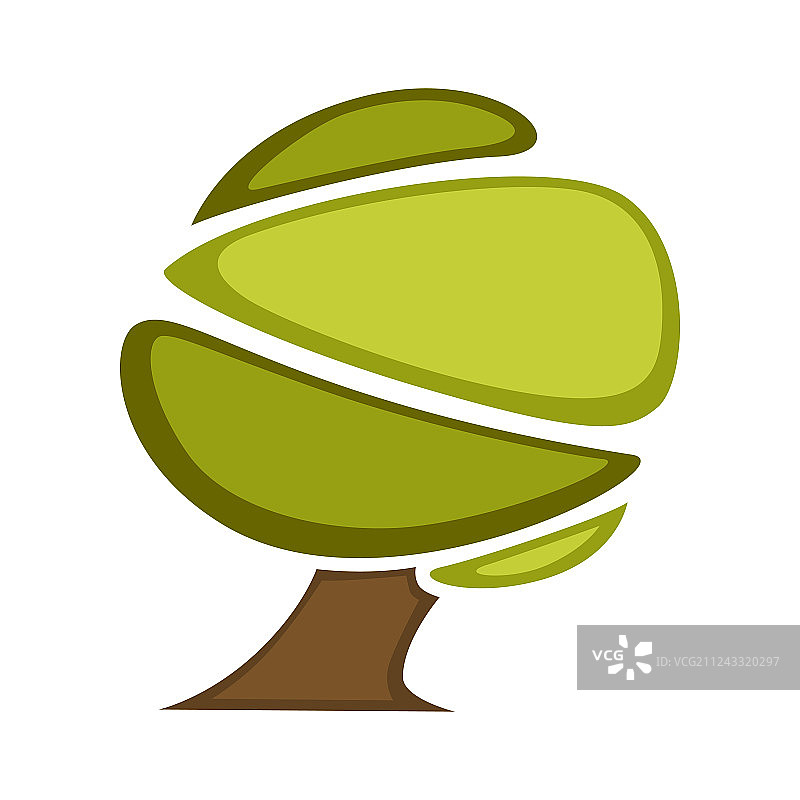 绿色树木和树叶图标或logo模板图片素材