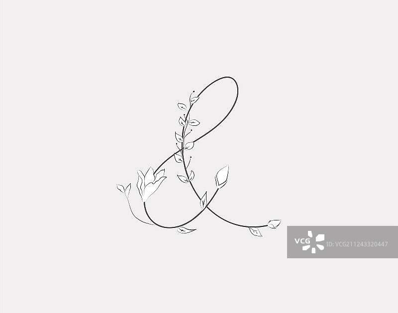 手绘花卉字母组合标志图片素材