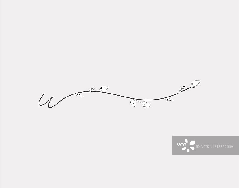 手绘花卉字母U小写字母组合图片素材