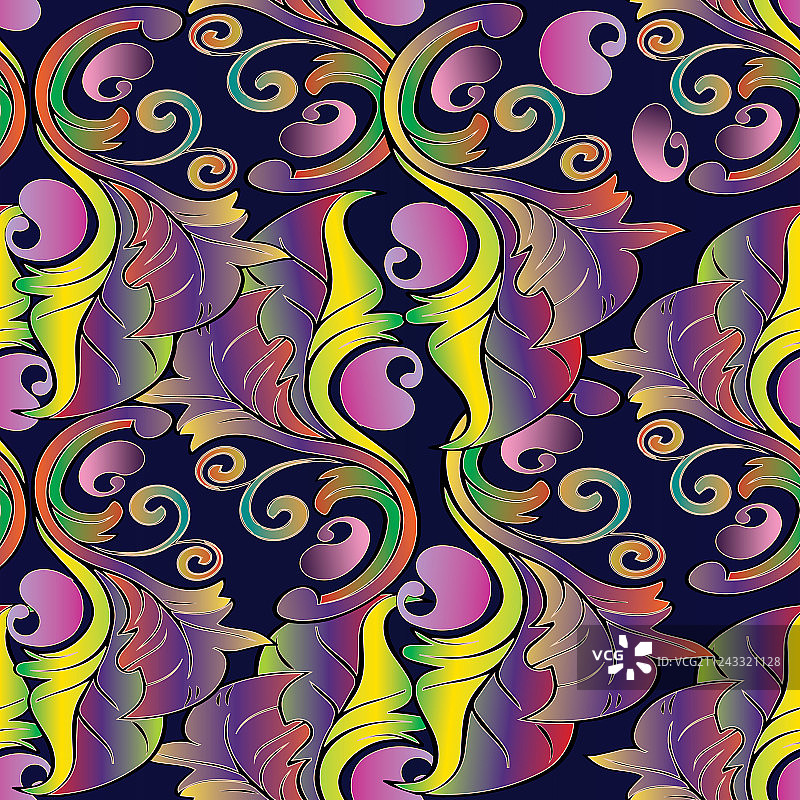 彩色佩斯利花卉无缝图案图片素材