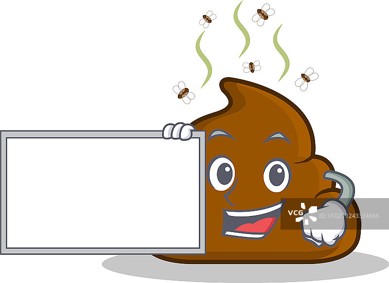 举着牌子的大便表情符号卡通形象图片素材