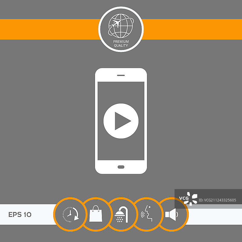 带有播放按钮图标的商务电话图片素材