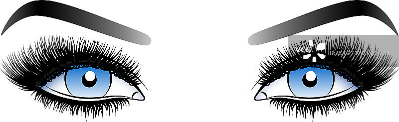 蓝色眼妆与长长的假睫毛图片素材