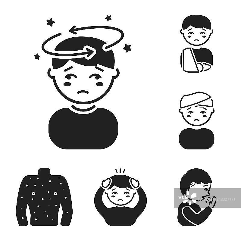 生病的人黑色图标集合图片素材