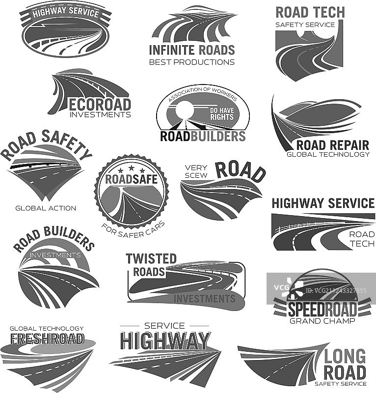 沥青公路和高速公路速度标志合集图片素材