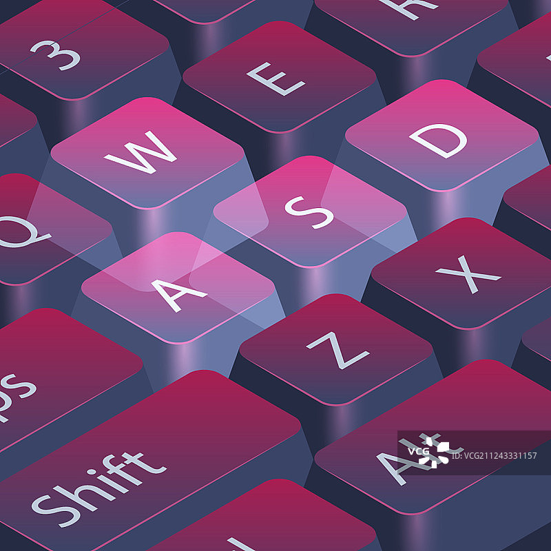 电脑游戏玩家键盘特写WASD图片素材
