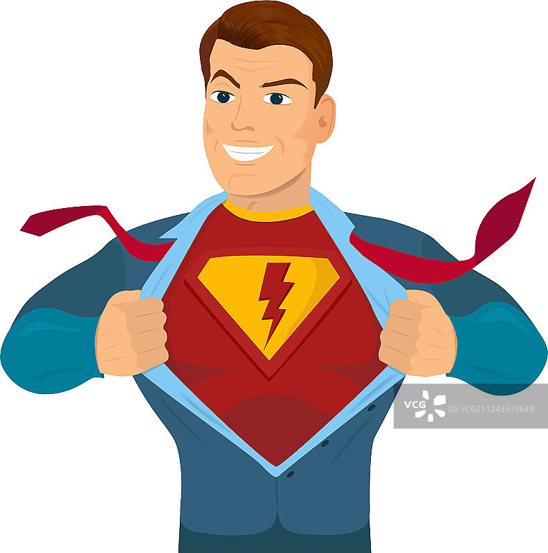 撕开衬衫露出制服的超级英雄图片素材