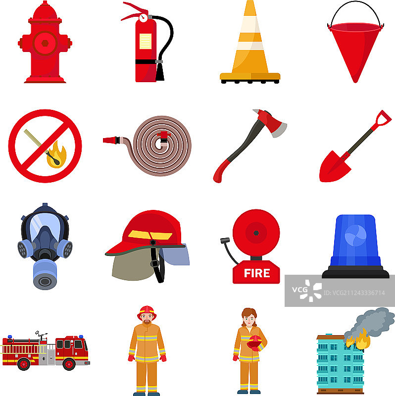 扁平风格的消防员图标图片素材