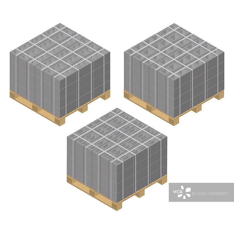2.5D木制托盘与煤渣砖图片素材