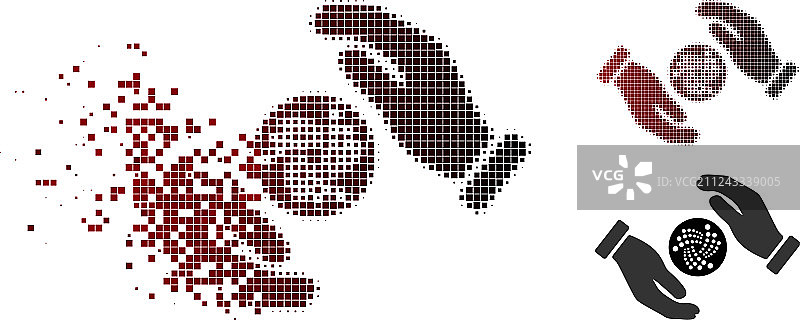 像素溶解半色调关爱之手图标图片素材