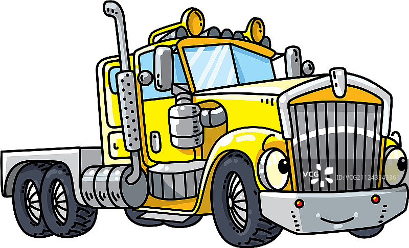 长着眼睛的趣味重型卡车图片素材