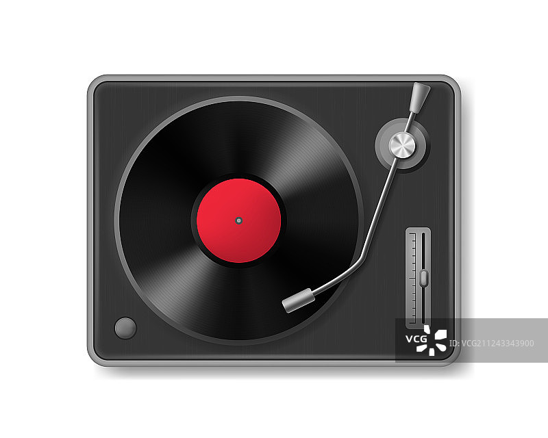 逼真3D精细复古黑胶唱片播放器图片素材