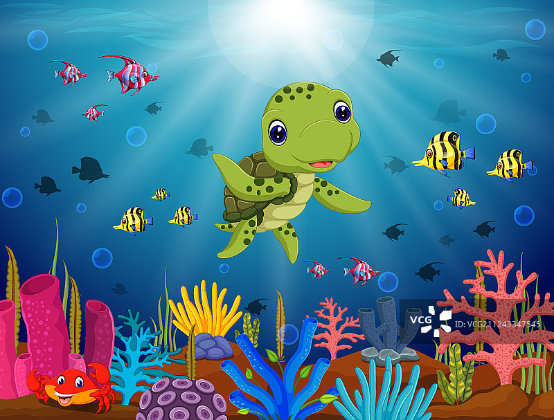 水下卡通海龟图片素材