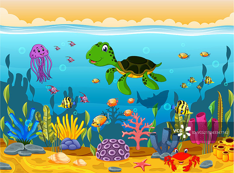 水下卡通海龟图片素材