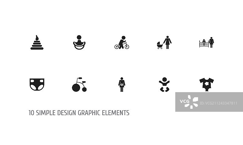 10个可编辑婴儿图标套装图片素材
