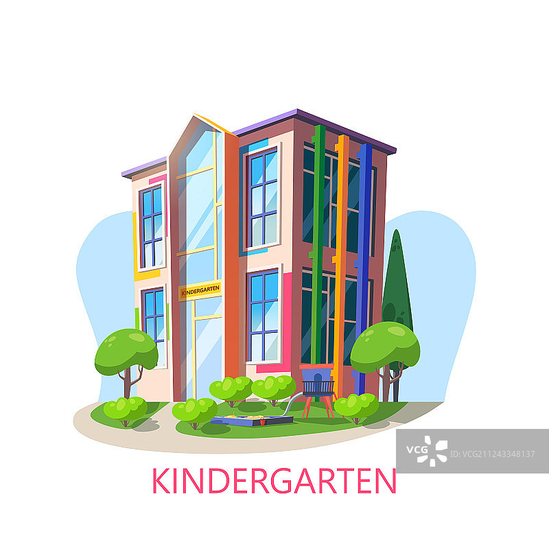 带有操场的幼儿园建筑图片素材