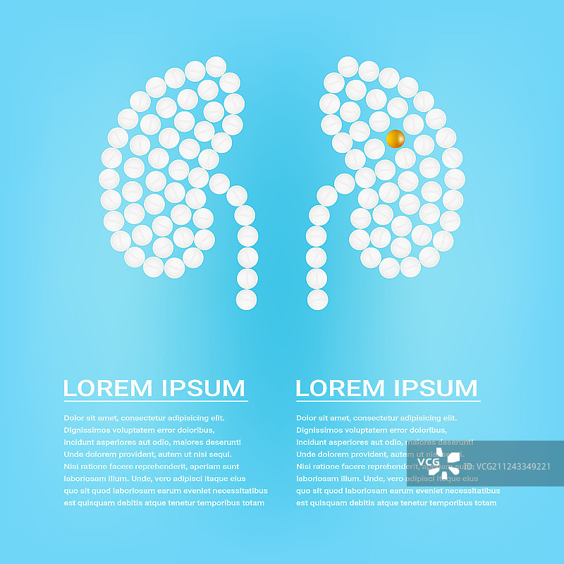 背景中带药丸的人类肾脏图片素材