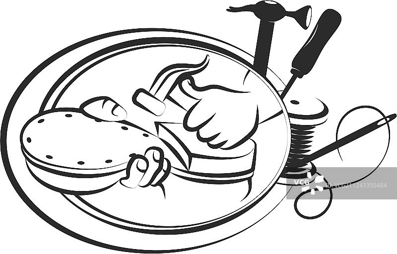 鞋子修理剪影图片素材