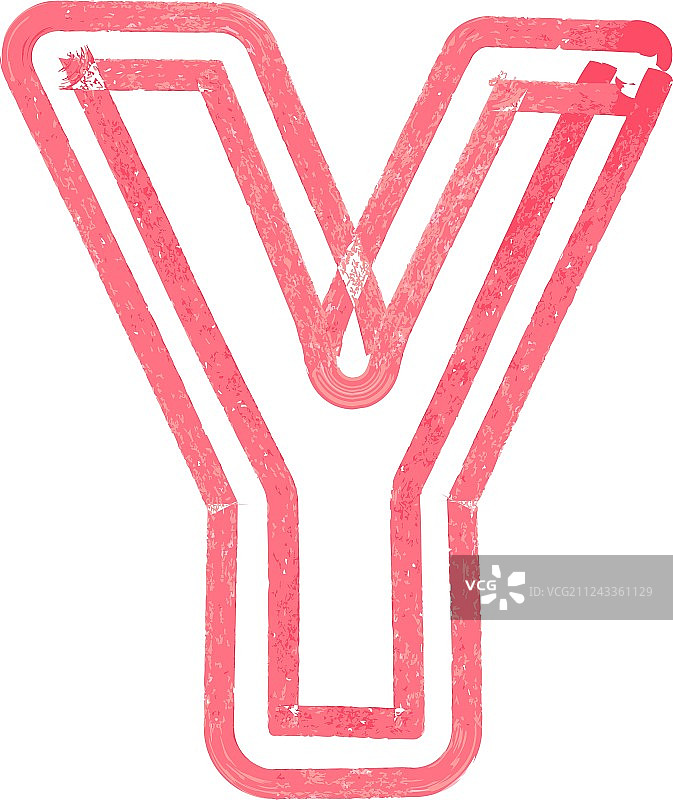 红色马克笔绘制的大写字母Y图片素材