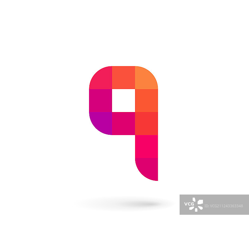 字母Q马赛克标志设计元素图片素材