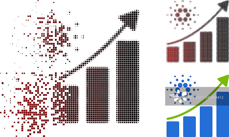 渐隐像素半色调卡尔达诺增长图表图片素材