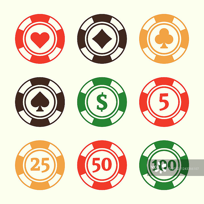 赌博扑克筹码设计元素图片素材